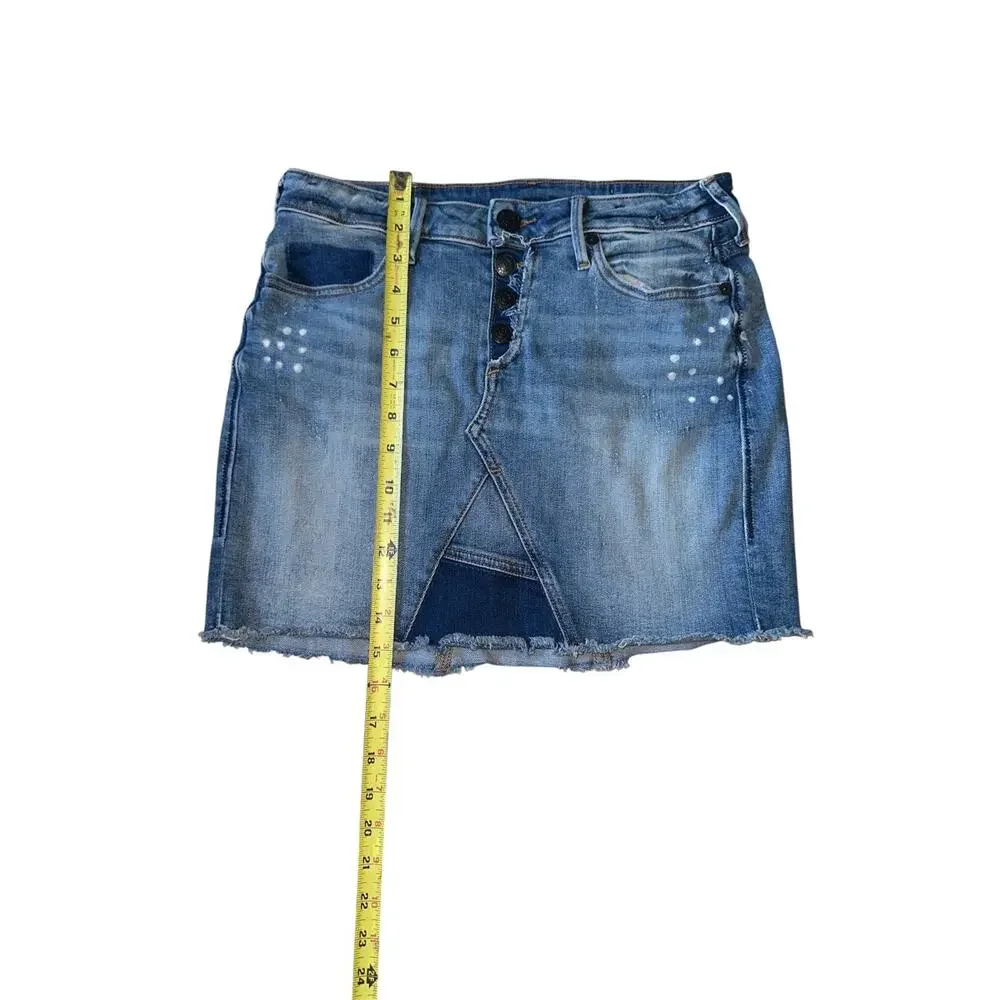True Religion Skirt Mid Rise Exposed Buttonfly Size- W27 Blue